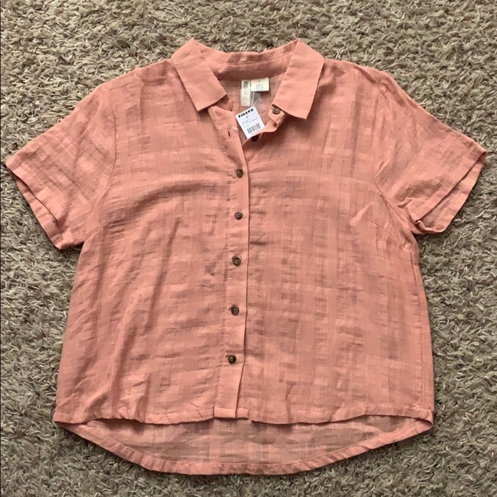 button up crop t-shirt